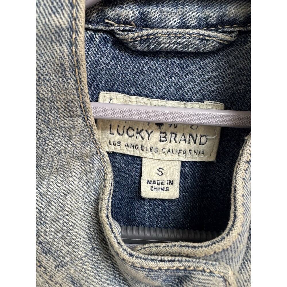 Lucky Brand Womens Blue Military Denim Utility Vest Linen Cotton Size S - Picture 3 of 9